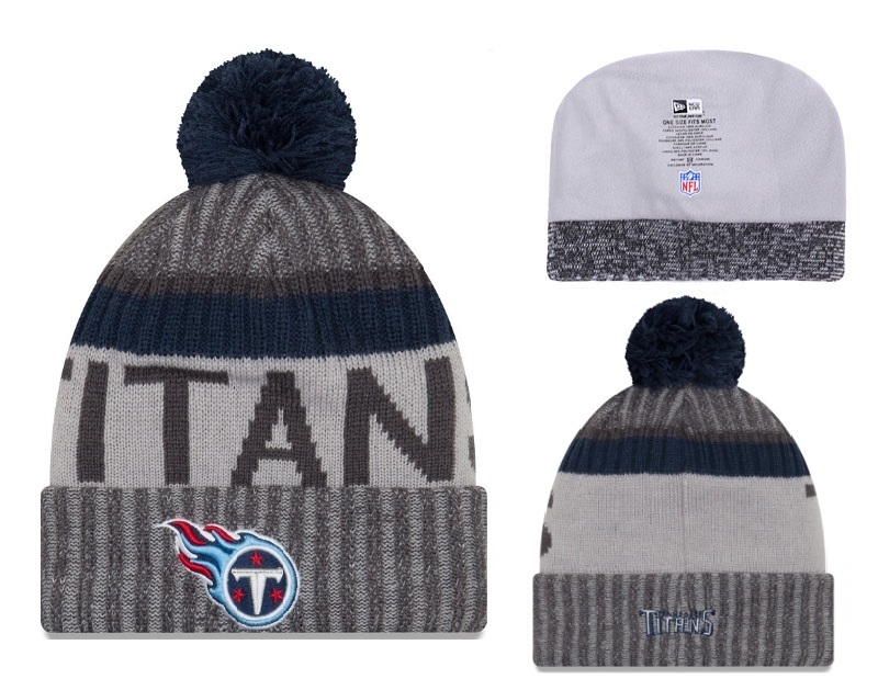 Titans Fresh Logo Gray Pom Knit Hat YD