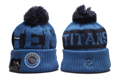 Titans Team Logo Blue 2020 NFL Sideline Pom Cuffed Knit Hat YP