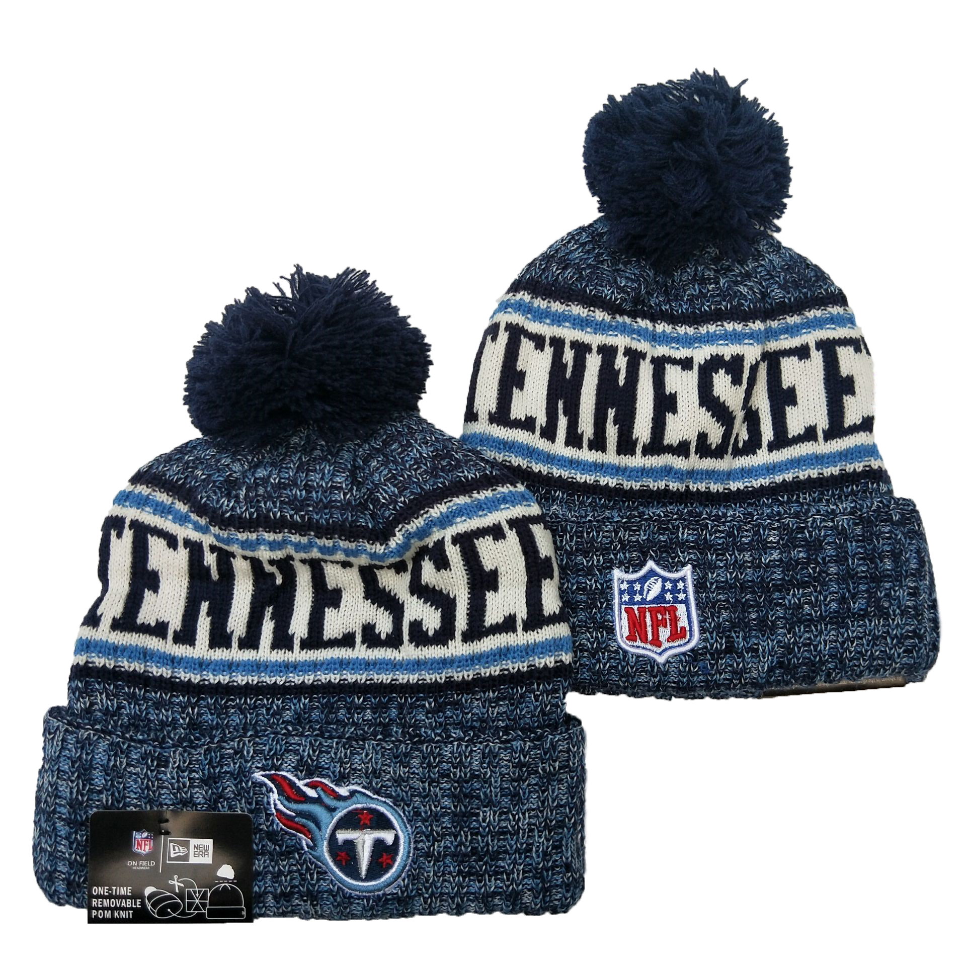 Titans Team Logo Blue Pom Knit Hat YD