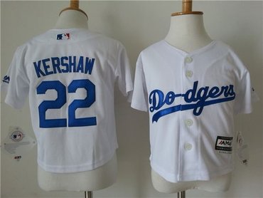 Toddler Los Angeles Dodgers #22 Clayton Kershaw White Cool Base Stitched Baseball Jersey