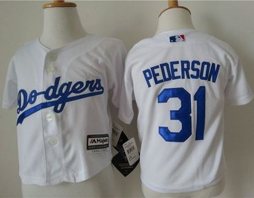 Toddler Los Angeles Dodgers #31 Joc Pederson White Cool Base Stitched Baseball Jersey