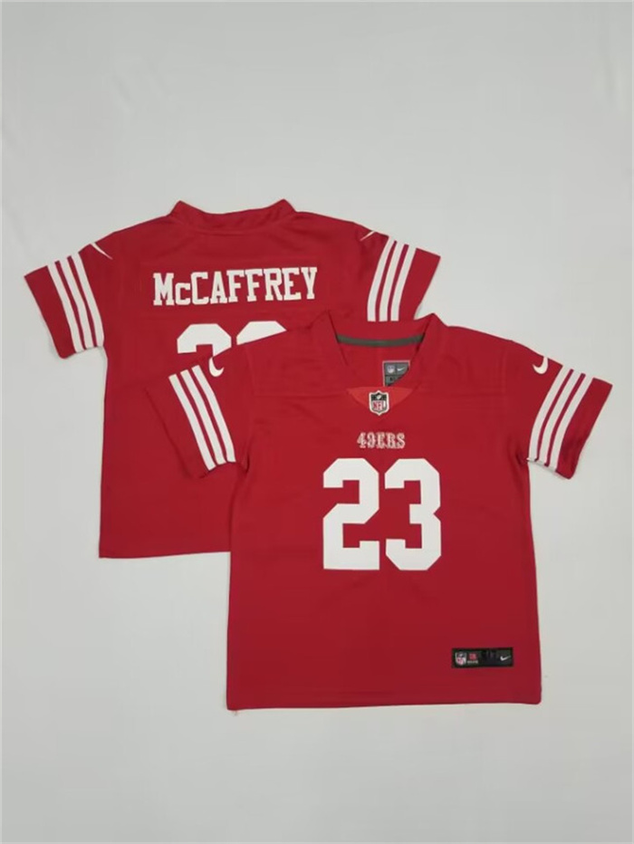 Toddlers San Francisco 49ers #23 Christian McCaffrey Red Vapor Untouchable Stitched Football Jersey Toddlers San Francisco 49ers #23 Christian McCaffrey Red Vapor Untouchable Stitched Football Jersey