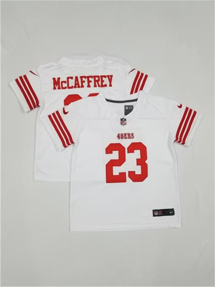 Toddlers San Francisco 49ers #23 Christian McCaffrey White Vapor Untouchable Stitched Football Jersey Toddlers San Francisco 49ers #23 Christian McCaffrey White Vapor Untouchable Stitched Football Jersey