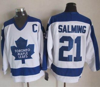Toronto Maple Leafs #21 Borje Salming White Blue CCM Throwback Stitched NHL jersey