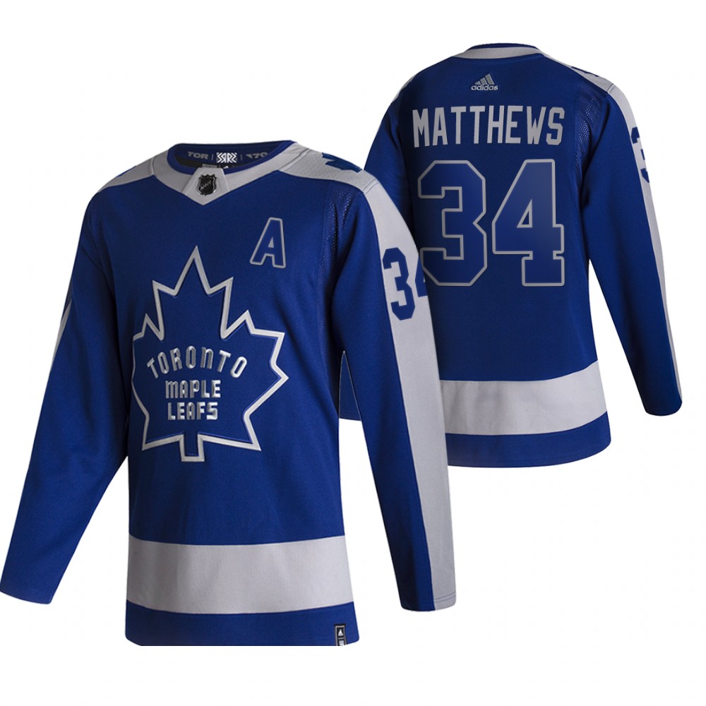 Toronto Maple Leafs #34 Auston Matthews Blue Men's Adidas 2020-21 Reverse Retro Alternate NHL Jersey Toronto Maple Leafs #34 Auston Matthews Blue Men's Adidas 2020-21 Reverse Retro Alternate NHL Jersey