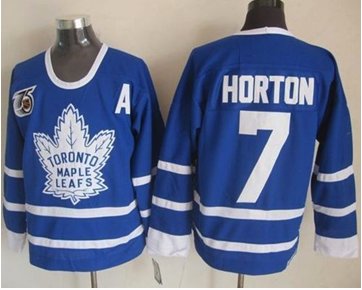 Toronto Maple Leafs #7 Tim Horton Blue 75th CCM Throwback Stitched NHL Jersey