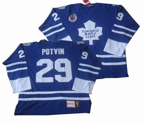 Toronto Maple Leafs 29 FElix Potvin Throwback Blue Jerseys