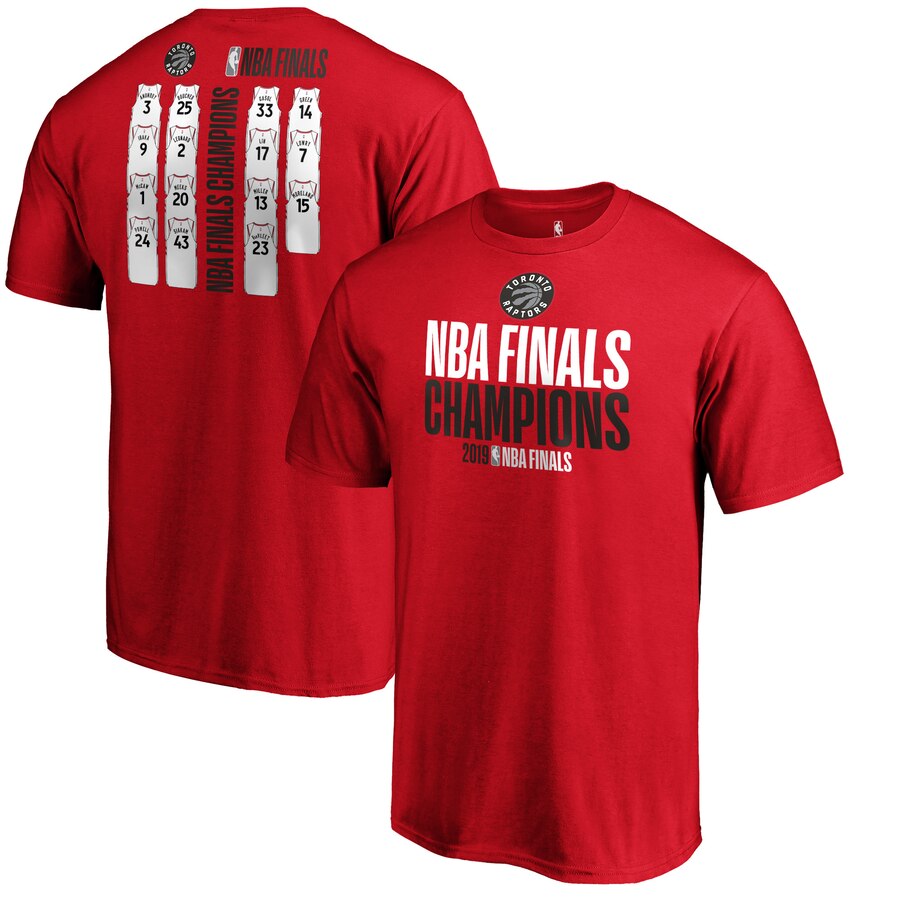 Toronto Raptors Fanatics Branded 2019 NBA Finals Champions Team Ambition Roster T-Shirt Red Toronto Raptors Fanatics Branded 2019 NBA Finals Champions Team Ambition Roster T-Shirt Red