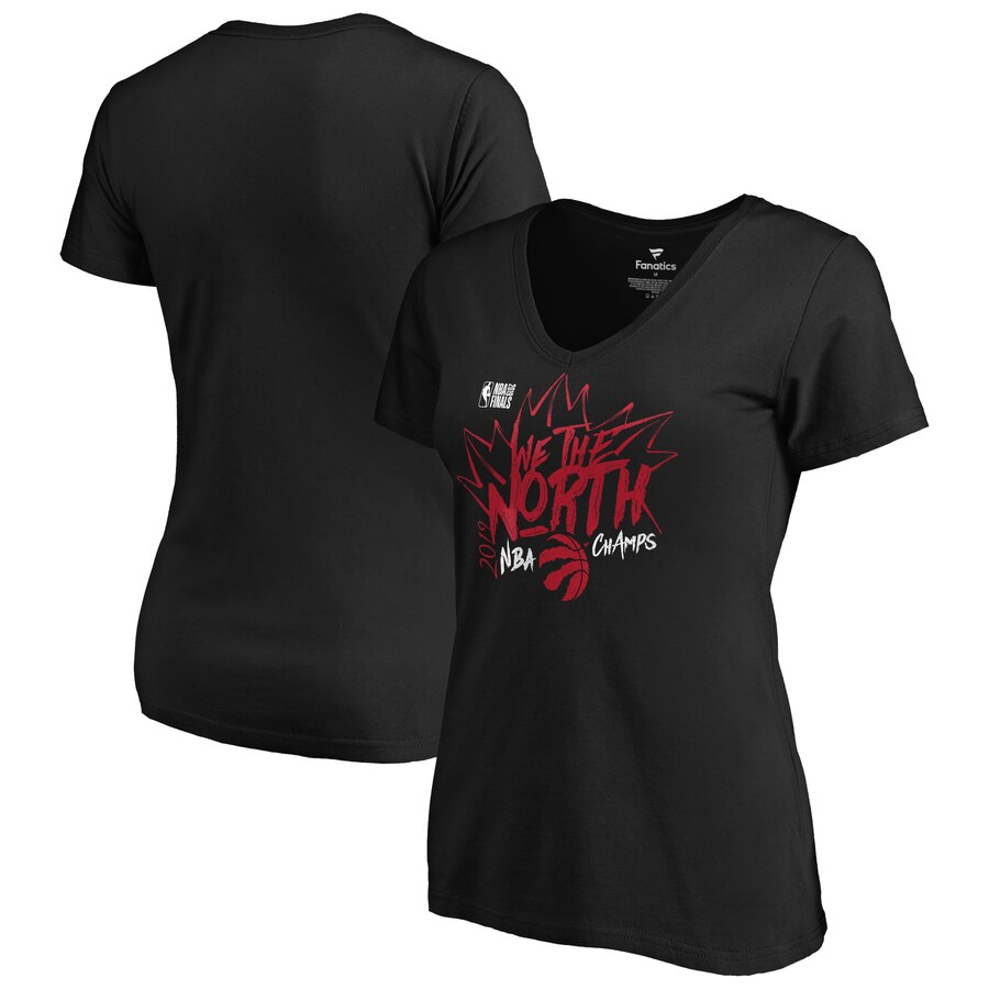 Toronto Raptors Fanatics Branded Women's 2019 NBA Finals Champions ISO V Neck T-Shirt Black Toronto Raptors Fanatics Branded Women's 2019 NBA Finals Champions ISO V Neck T-Shirt Black