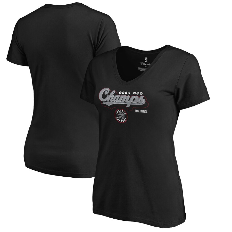 Toronto Raptors Fanatics Branded Women's 2019 NBA Finals Champions Play Your Game V Neck T-Shirt Black Toronto Raptors Fanatics Branded Women's 2019 NBA Finals Champions Play Your Game V Neck T-Shirt Black