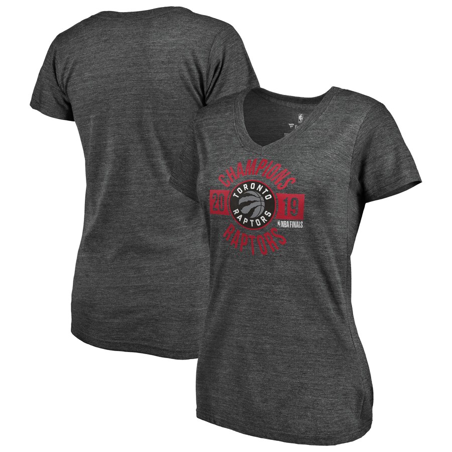 Toronto Raptors Fanatics Branded Women's 2019 NBA Finals Champions Wings To Fly Tri Blend V Neck T-Shirt Heather Charcoal Toronto Raptors Fanatics Branded Women's 2019 NBA Finals Champions Wings To Fly Tri Blend V Neck T-Shirt Heather Charcoal