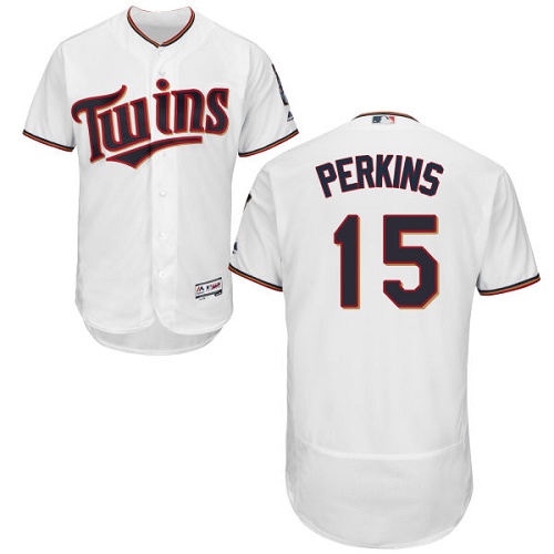 Twins #15 Glen Perkins White Flexbase Authentic Collection Stitched MLB Jersey