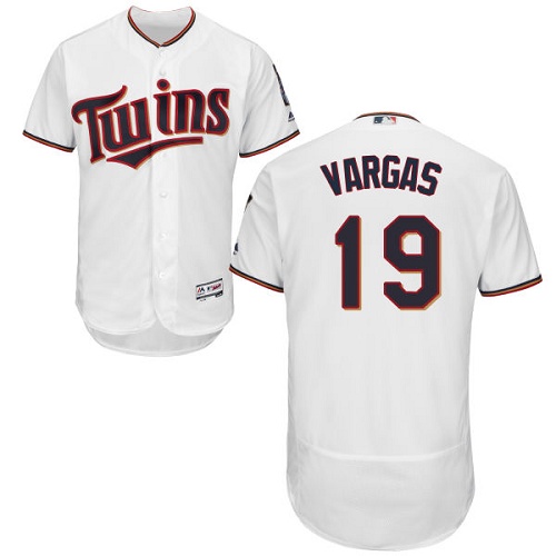 Twins #19 Kennys Vargas White Flexbase Authentic Collection Stitched MLB Jersey