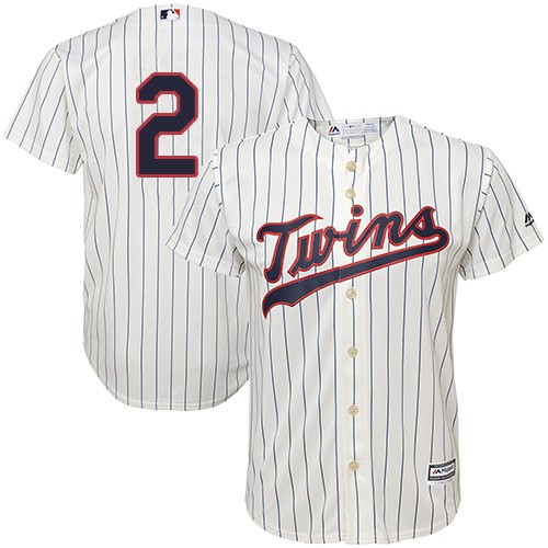 Twins #2 Brian Dozier Cream Strip Cool Base Stitched Youth MLB Jersey