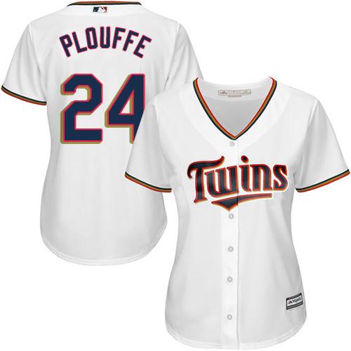 Twins #24 Trevor Plouffe White Home Women's Stitched MLB Jersey Twins #24 Trevor Plouffe White Home Women's Stitched MLB Jersey