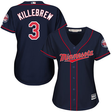 Twins #3 Harmon Killebrew Navy Blue Alternate Women's Stitched MLB Jersey