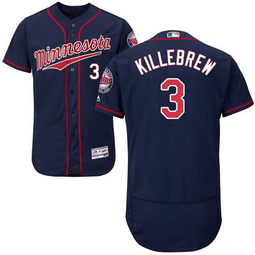 Twins #3 Harmon Killebrew Navy Blue Flexbase Authentic Collection Stitched MLB Jersey
