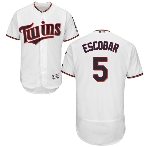 Twins #5 Eduardo Escobar White Flexbase Authentic Collection Stitched Baseball Jersey