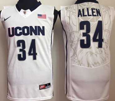 UConn Huskies 34 Ray Allen White College Basketball Jersey
