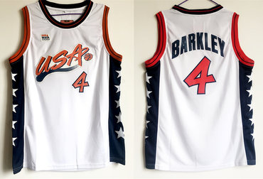 USA 4 Charles Barkley White Dream Team III Jersey