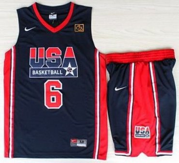 USA Basketball 1992 Olympic Dream Team Blue Jerseys & Shorts Suits 6# Patrick Ewing