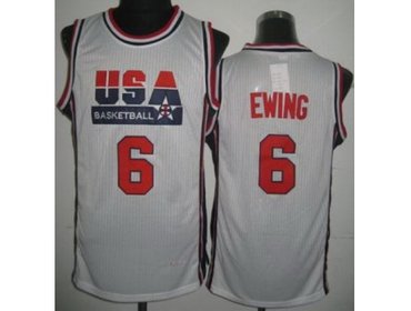 USA Basketball 1992 Olympic Dream Team White Jerseys 6# Patrick Ewing