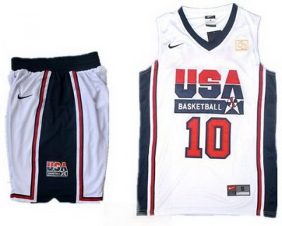 USA Basketball Retro 1992 Olympic Dream Team White Jersey & Shorts Suit #10 Kobe Bryant USA Basketball Retro 1992 Olympic Dream Team White Jersey & Shorts Suit #10 Kobe Bryant