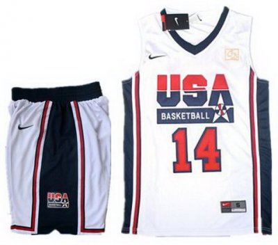 USA Basketball Retro 1992 Olympic Dream Team White Jersey & Shorts Suit #14 Charles Barkley USA Basketball Retro 1992 Olympic Dream Team White Jersey & Shorts Suit #14 Charles Barkley