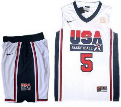 USA Basketball Retro 1992 Olympic Dream Team White Jersey & Shorts Suit #5 Kevin Durant USA Basketball Retro 1992 Olympic Dream Team White Jersey & Shorts Suit #5 Kevin Durant