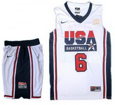 USA Basketball Retro 1992 Olympic Dream Team White Jersey & Shorts Suit #6 LeBron James USA Basketball Retro 1992 Olympic Dream Team White Jersey & Shorts Suit #6 LeBron James