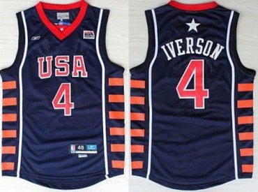 USA Dream 6 #4 Allen Iverson Blue Swingman Basketball Jerseys