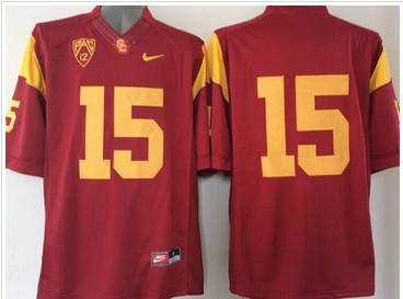 USC Trojans #15 Red PAC-12 C Patch Stitched NCAA Jersey USC Trojans #15 Red PAC-12 C Patch Stitched NCAA Jersey