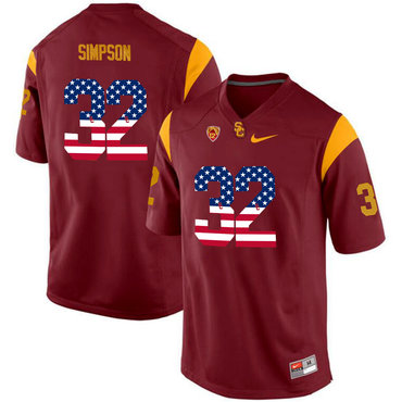 USC Trojans 32 O.J Simpson Red USA Flag College Football Jersey USC Trojans 32 O.J Simpson Red USA Flag College Football Jersey