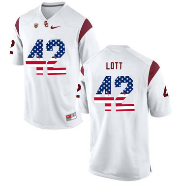 USC Trojans 42 Ronnie Lott White USA Flag College Football Jersey USC Trojans 42 Ronnie Lott White USA Flag College Football Jersey