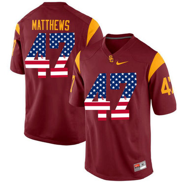 USC Trojans 47 Clay Matthews Red USA Flag College Football Jersey USC Trojans 47 Clay Matthews Red USA Flag College Football Jersey