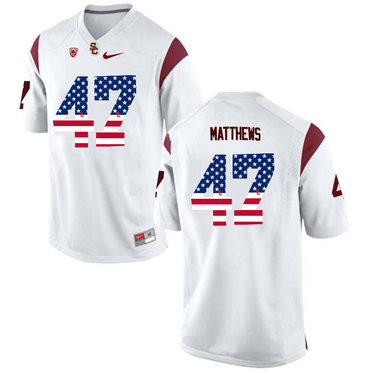 USC Trojans 47 Clay Matthews White USA Flag College Football Jersey USC Trojans 47 Clay Matthews White USA Flag College Football Jersey