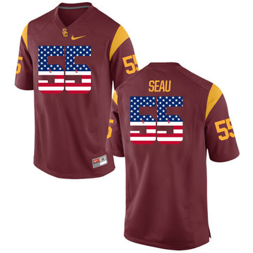 USC Trojans 55 Trojans Seau Red USA Flag College Football Jersey USC Trojans 55 Trojans Seau Red USA Flag College Football Jersey