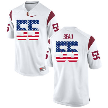 USC Trojans 55 Trojans Seau White USA Flag College Football Jersey USC Trojans 55 Trojans Seau White USA Flag College Football Jersey
