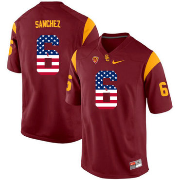 USC Trojans 6 Mark Sanchez Red USA Flag College Football Jersey USC Trojans 6 Mark Sanchez Red USA Flag College Football Jersey