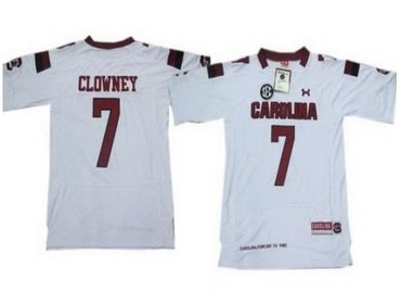 Under Armour South Carolina 7 Javedeon Clowney White New Style Jerseys with New SEC Patch Under Armour South Carolina 7 Javedeon Clowney White New Style Jerseys with New SEC Patch