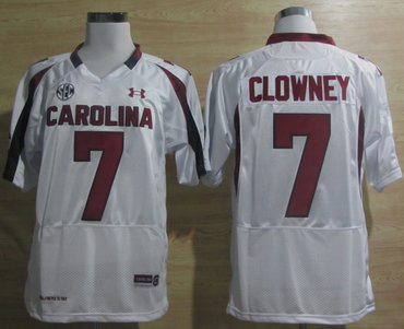 Under Armour South Carolina Javedeon Clowney 7 New SEC Patch NCAA Football - White Under Armour South Carolina Javedeon Clowney 7 New SEC Patch NCAA Football - White