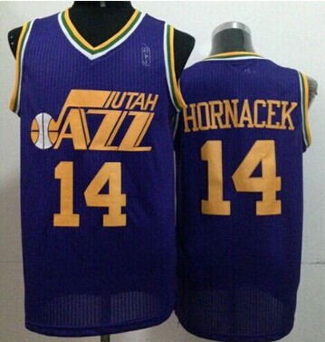 Utah Jazz #14 Jeff Hornacek Purple Throwback Stitched NBA Jersey