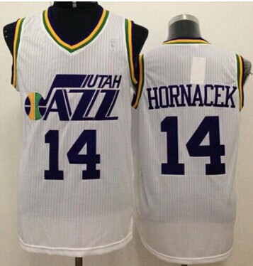 Utah Jazz #14 Jeff Hornacek White Throwback Stitched NBA Jersey