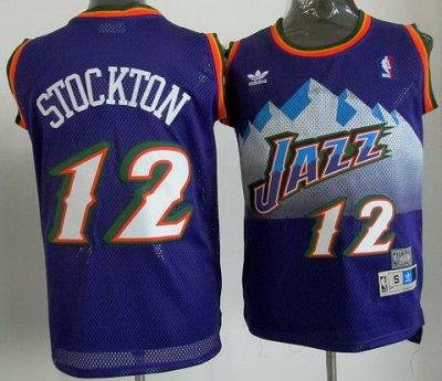 Utah Jazz 12 John Stockton Purple Mitchell and Ness Swingman NBA Jerseys