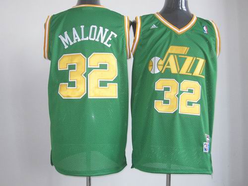 Utah Jazz 32 Karl Malone green Jerseys