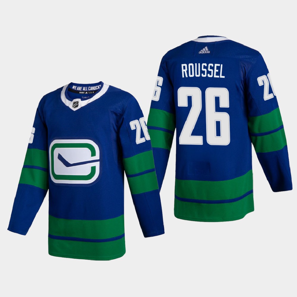 Vancouver Canucks #26 Antoine Roussel Men's Adidas 2020-21 Authentic Player Alternate Stitched NHL Jersey Blue Vancouver Canucks #26 Antoine Roussel Men's Adidas 2020-21 Authentic Player Alternate Stitched NHL Jersey Blue