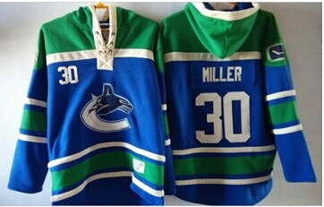 Vancouver Canucks #30 Ryan Miller Blue Sawyer Hooded Sweatshirt Stitched NHL Jersey Vancouver Canucks #30 Ryan Miller Blue Sawyer Hooded Sweatshirt Stitched NHL Jersey