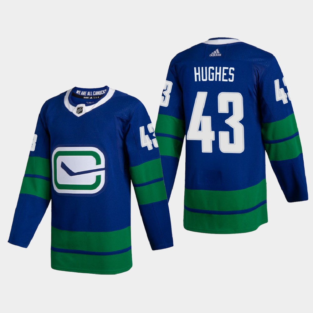 Vancouver Canucks #43 Quinn Hughes Men's Adidas 2020-21 Authentic Player Alternate Stitched NHL Jersey Blue Vancouver Canucks #43 Quinn Hughes Men's Adidas 2020-21 Authentic Player Alternate Stitched NHL Jersey Blue