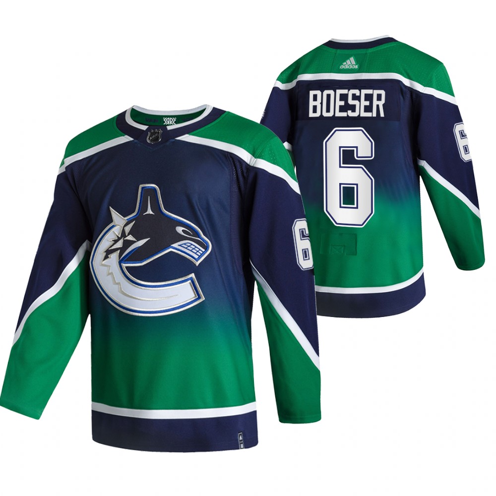 Vancouver Canucks #6 Brock Boeser Green Men's Adidas 2020-21 Reverse Retro Alternate NHL Jersey Vancouver Canucks #6 Brock Boeser Green Men's Adidas 2020-21 Reverse Retro Alternate NHL Jersey