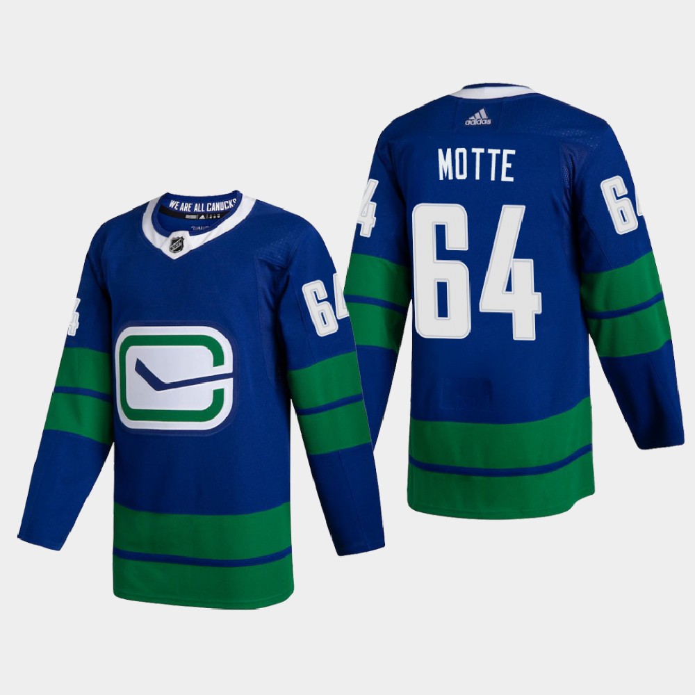 Vancouver Canucks #64 Tyler Motte Men's Adidas 2020-21 Authentic Player Alternate Stitched NHL Jersey Blue Vancouver Canucks #64 Tyler Motte Men's Adidas 2020-21 Authentic Player Alternate Stitched NHL Jersey Blue